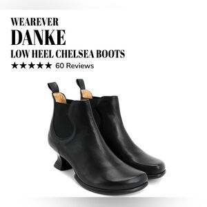 SOLD!! Fluevog Wearever Danke black low heel pull-on Chelsea boot- 6.5/7